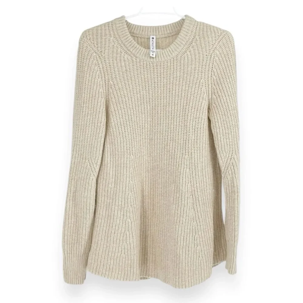 ATHLETA SIERRA CREW NECK WOOL BLEND SWEATER CREAM Size M